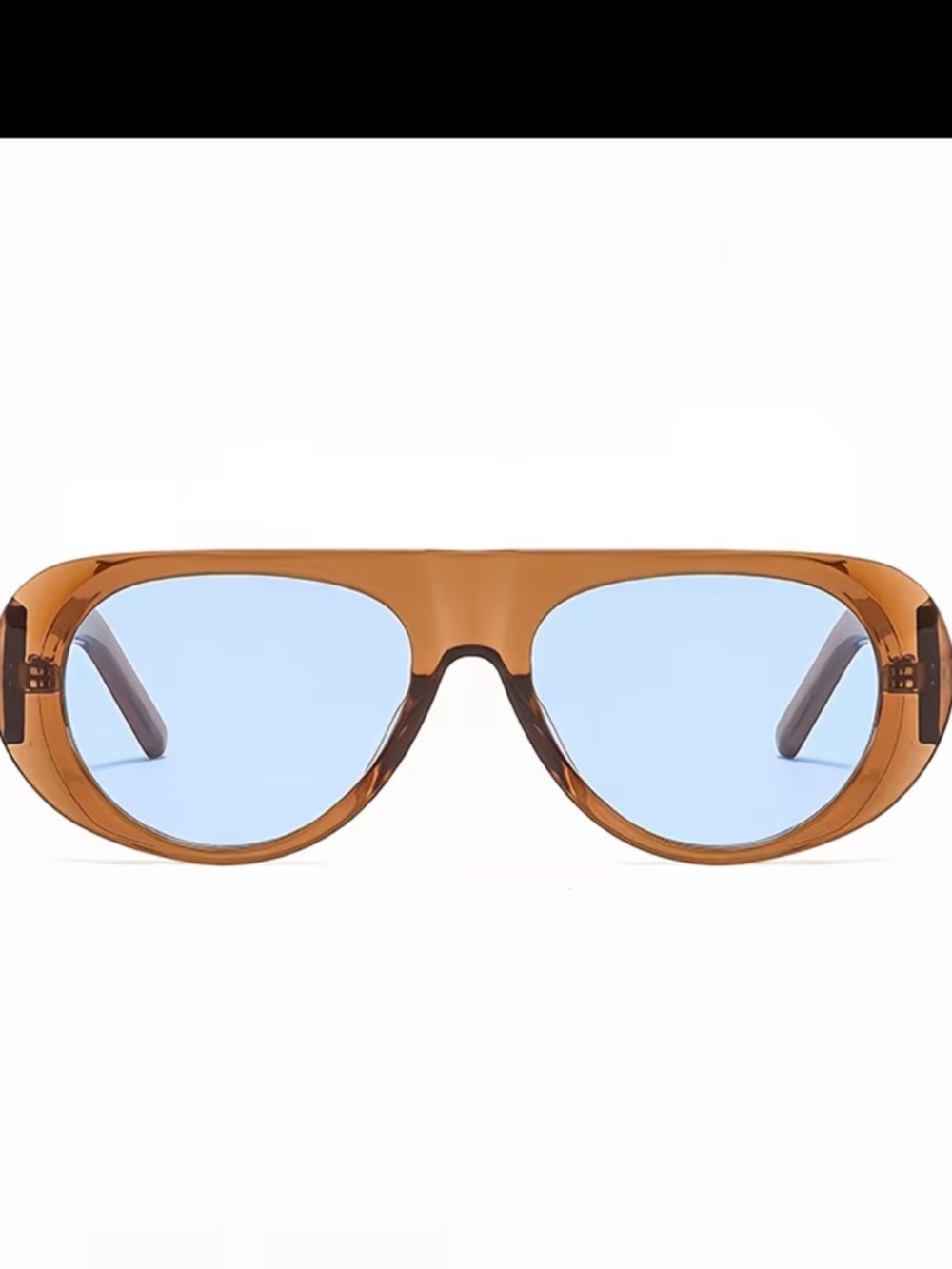 Affordable Fashion Finds Brown Frame Sunglasses with Blue Lenses - Picture 3 of 9